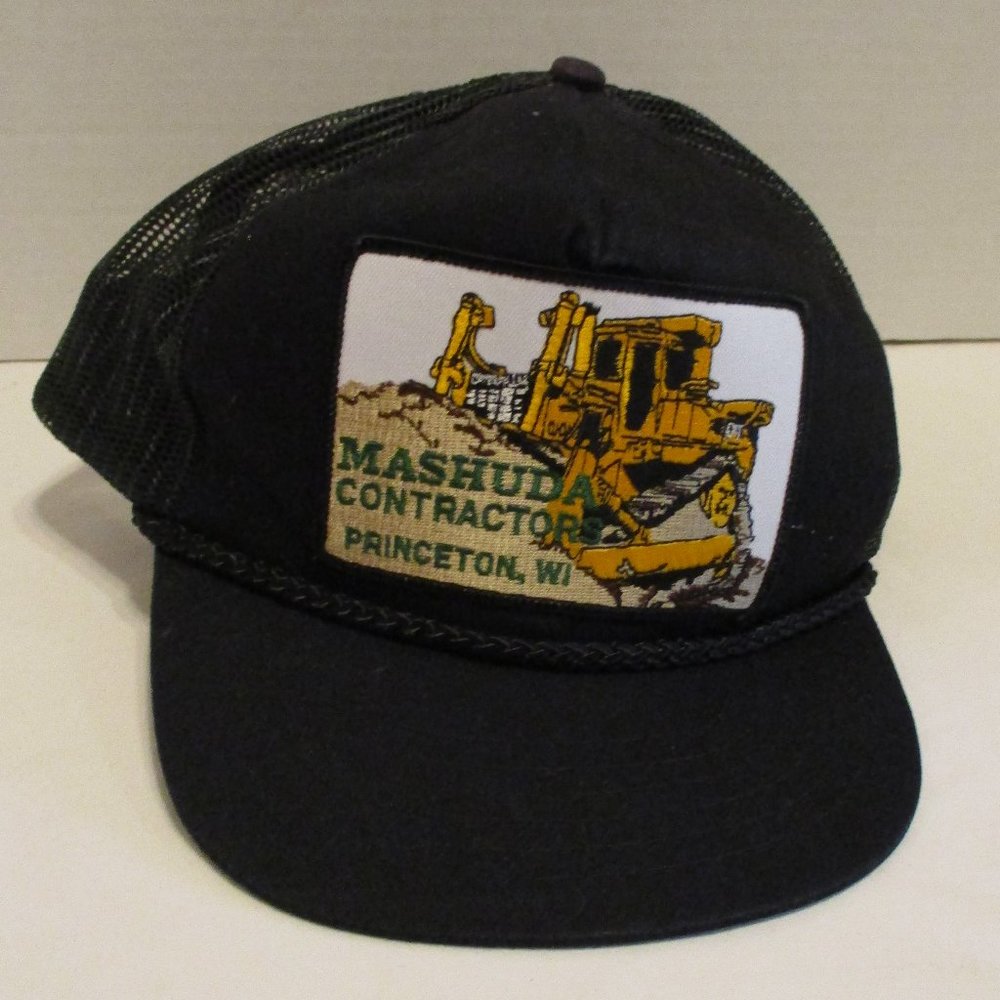 Mashuda Hat Local Construction Company Black Yellow White Outdoors Snapback Hat